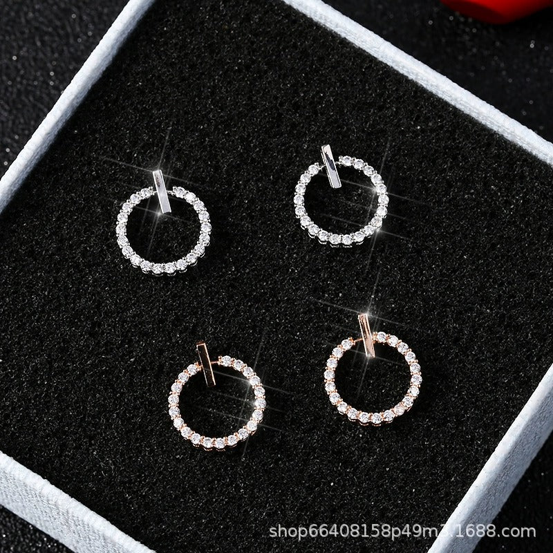 ircle Zircon Korean Earrings-Golden