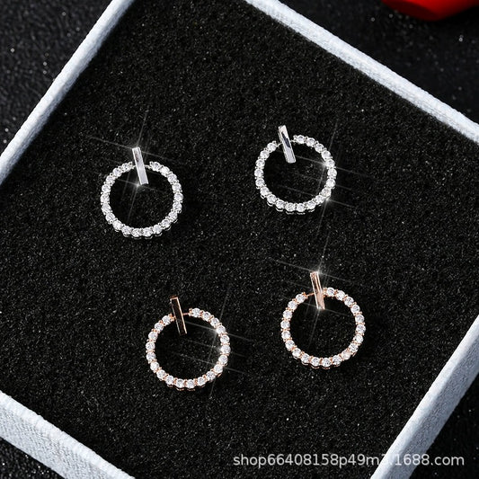 ircle Zircon Korean Earrings-Golden