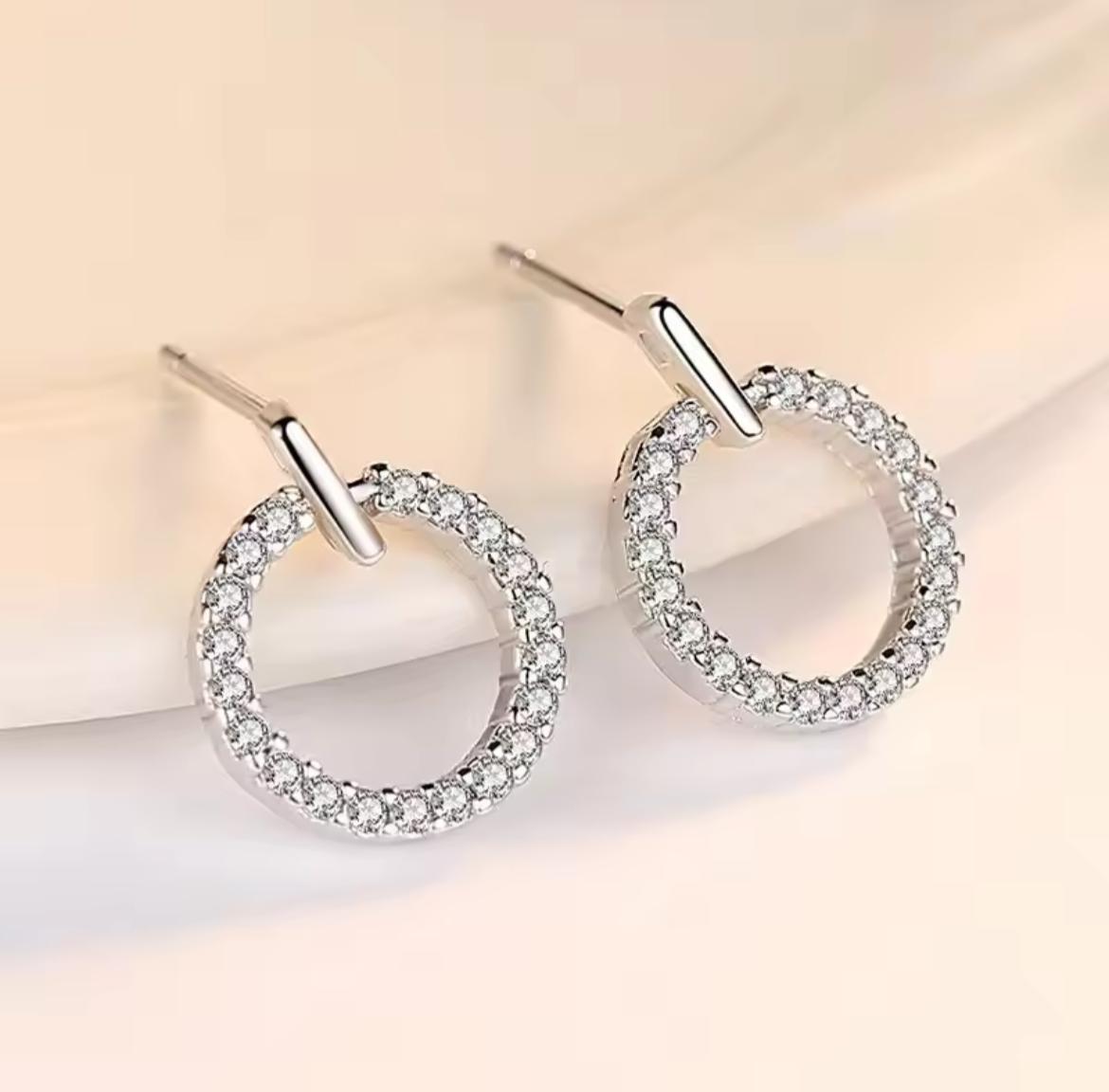 ircle Zircon Korean Earrings-Golden