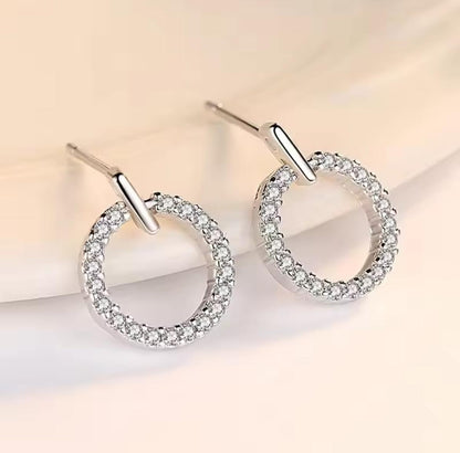 ircle Zircon Korean Earrings-Golden