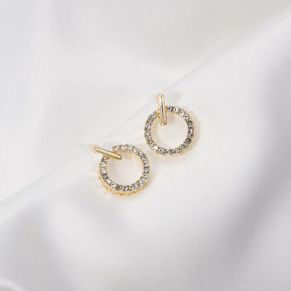 ircle Zircon Korean Earrings-Golden