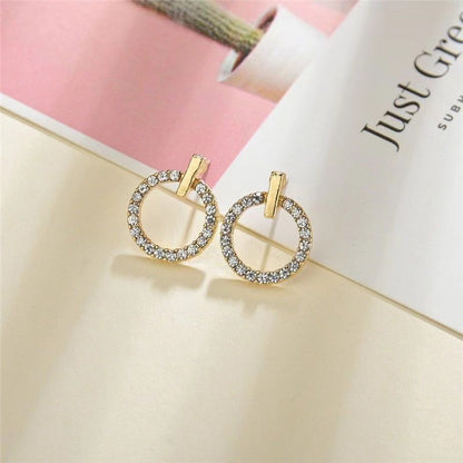 ircle Zircon Korean Earrings-Golden