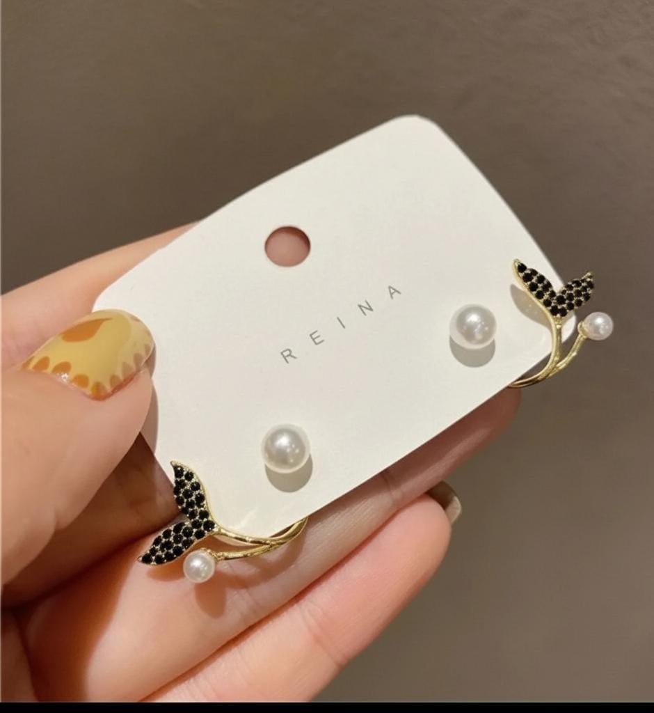 Korean Fish Tail Earrings – BLACK