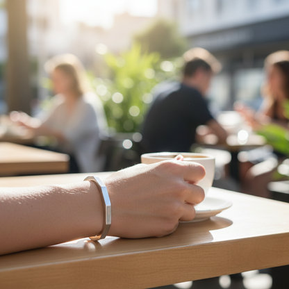 The Heptagon Eclipse: Handcrafted Geometric Titanium Cuff