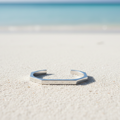 The Heptagon Eclipse: Handcrafted Geometric Titanium Cuff