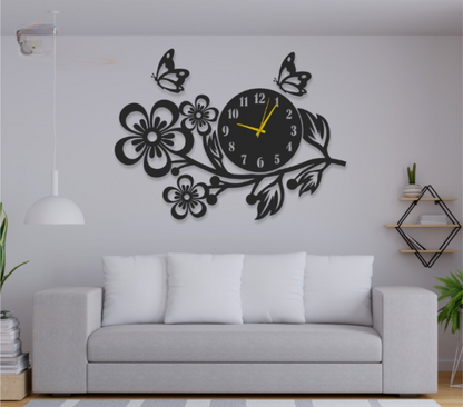 3d Wooden Flower Wall Clock