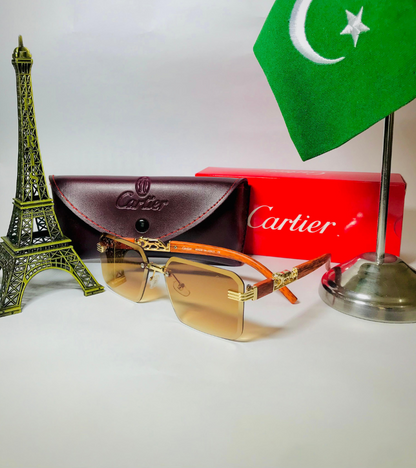 Cartier Sunglasses With Wooden Texture,Brand Name,Model Number