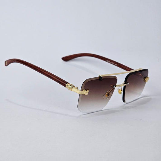 Cartier Sunglasses Wooden Texture With Brand Name